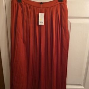 Elegant Orange Pleated Skirt